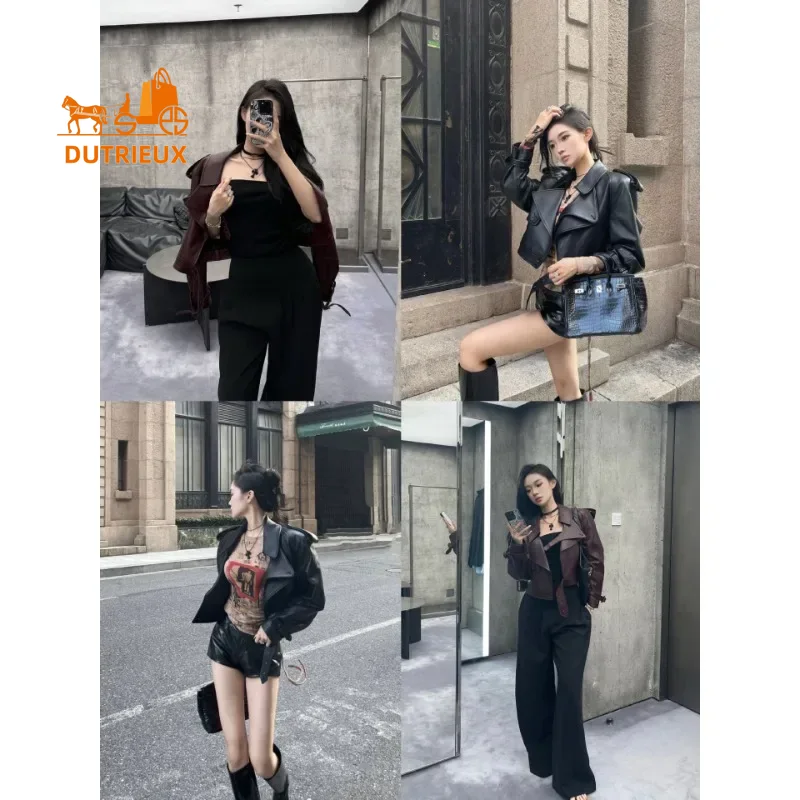 Autumn and Winter Genuine Leather Jacket for Women Oversized Custom-dyed Sheepskin High-grade Leather Jacket Temperament Coat