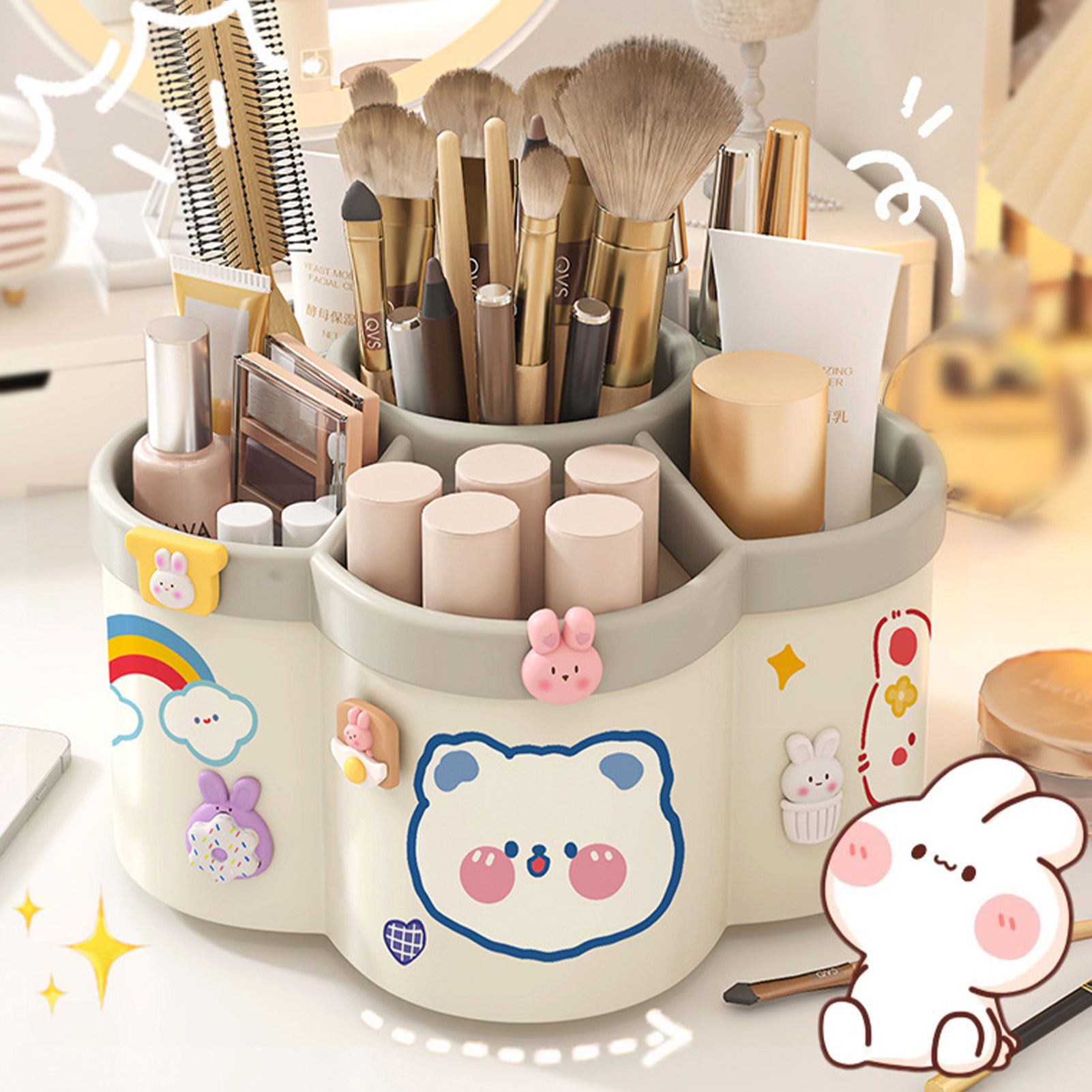 หมุนผู้ถือปากกาโต๊ะOrganizerขนาดใหญ่ความจุปากกากล่องเครื่องสําอางค์แปรงองค์กรกล่องศึกษาหอพักอุปกรณ์เสริม