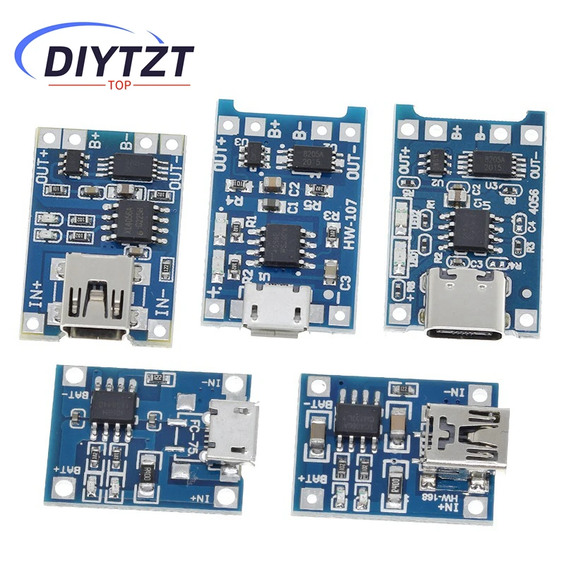 5/10Pcs Micro USB 5V 1A 18650 TP4056 Lithium Battery Charger Module Charging Board With Protection Dual Functions 1A Li-ion