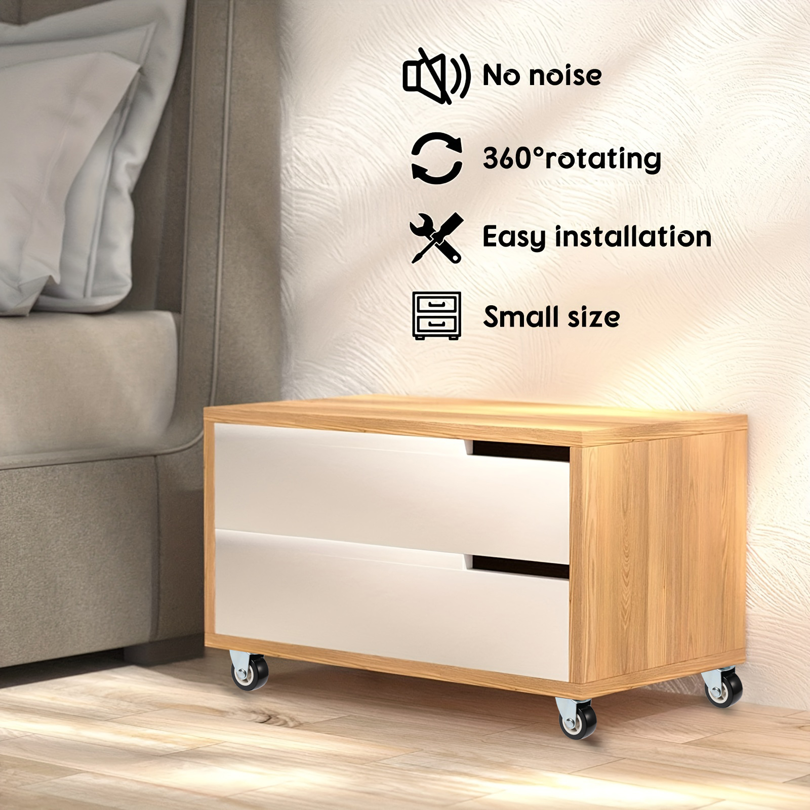 Conjunto de 4 rodízios para móveis de PVC de 1 "/1,25"/2 ", resistentes ao desgaste, mudos, universais, rodas pesadas, rodízio giratório de 360 graus