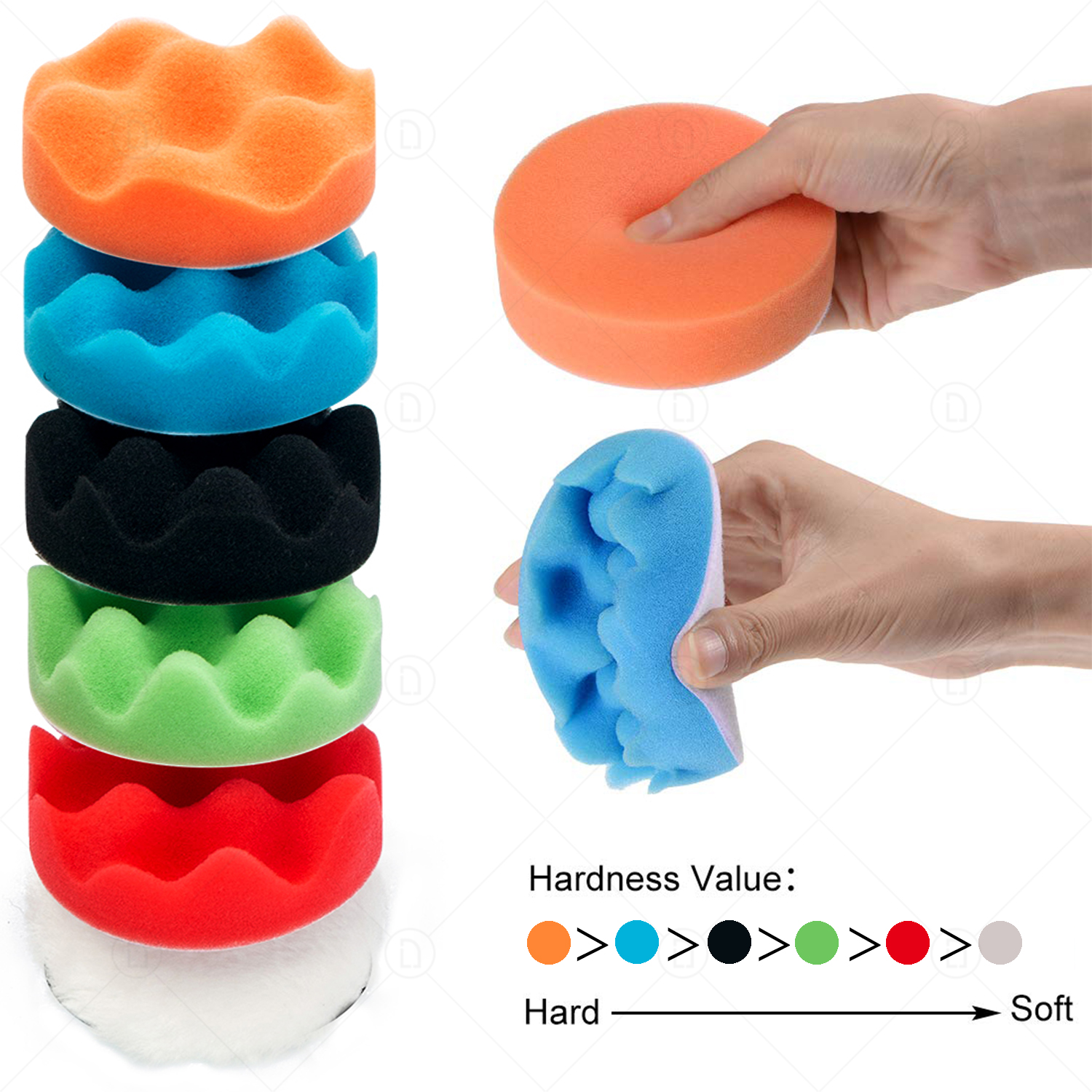 Xe Waxing Miếng Bọt Biển Pad Đánh Bóng Kit Auto Chi Tiết Giấy Nhám Buffing Chà Nhám Đĩa Đánh Bóng Khoan Adapter Đèn Pha Phục Hồi