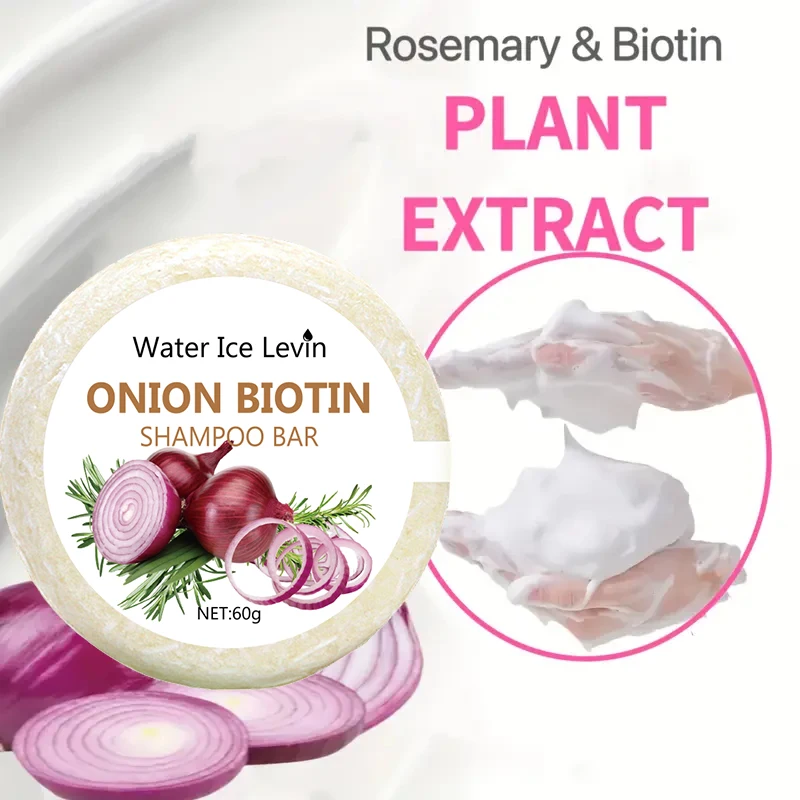 Onion and Biotin Shampoo Stick - 60g, Suitable for All Hair Types, Moisturizing and Smoothing, Rich in Rosemary Extracts
