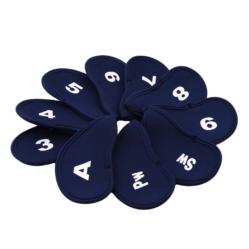 10 ชิ้นแบบพกพากอล์ฟคลับหัวเหล็กครอบคลุม Protector กอล์ฟชุด Headcover Protector อุปกรณ์กอล์ฟ