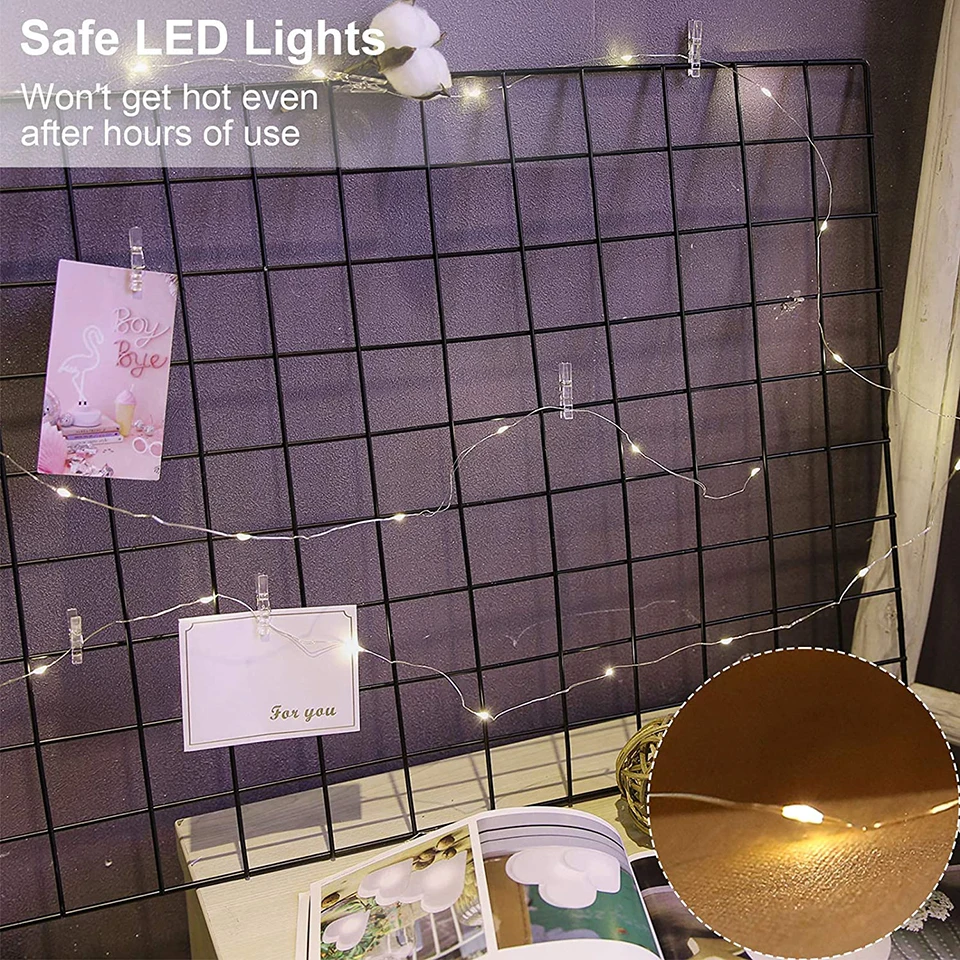 LED String Light ภาพคลิปไฟ Fairy 10M USB แบตเตอรี่ดําเนินการต้นคริสต์มาสตกแต่ง Garland งานแต่งงาน 2025 ใหม่ปีตกแต่ง
