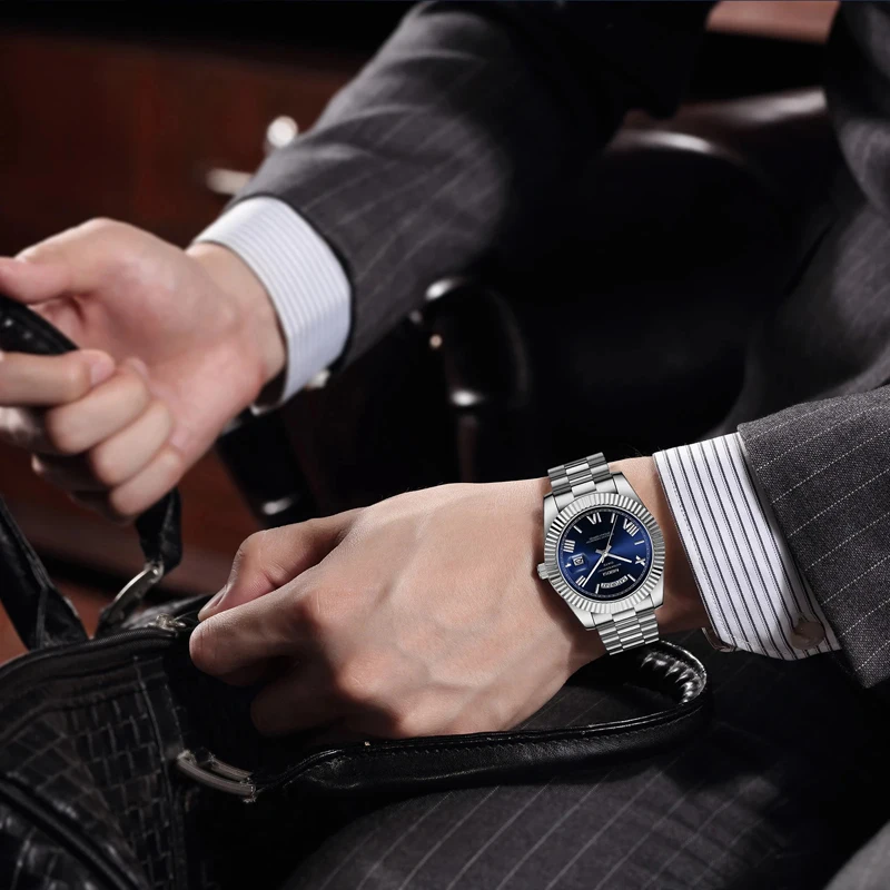 Marca NIBOSI, Reloj de cuarzo rojo dorado de lujo para Hombre, acero inoxidable, resistente al agua, luminoso, fecha, semana, relojes de moda para Hombre, Reloj para Hombre