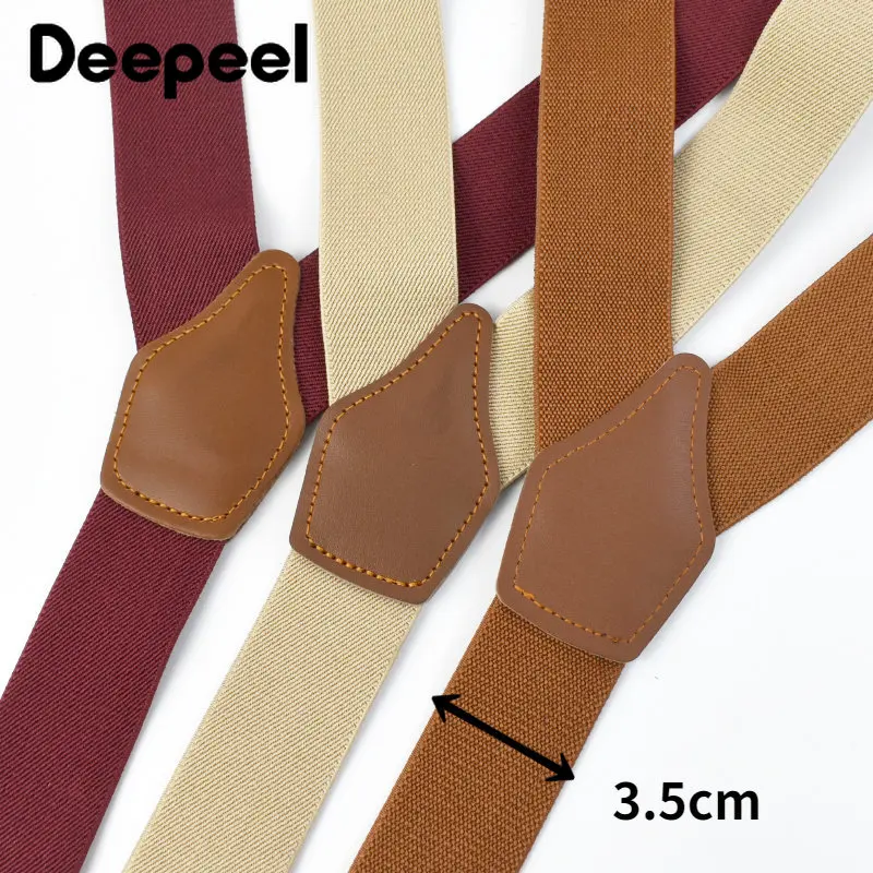 Deepeel- Tirantes para adultos para hombre, 3,5x125cm, 6 Clips, correa elástica ajustable, tirantes con botones, camisa informal para hombre, suspensorio para pantalones vaqueros