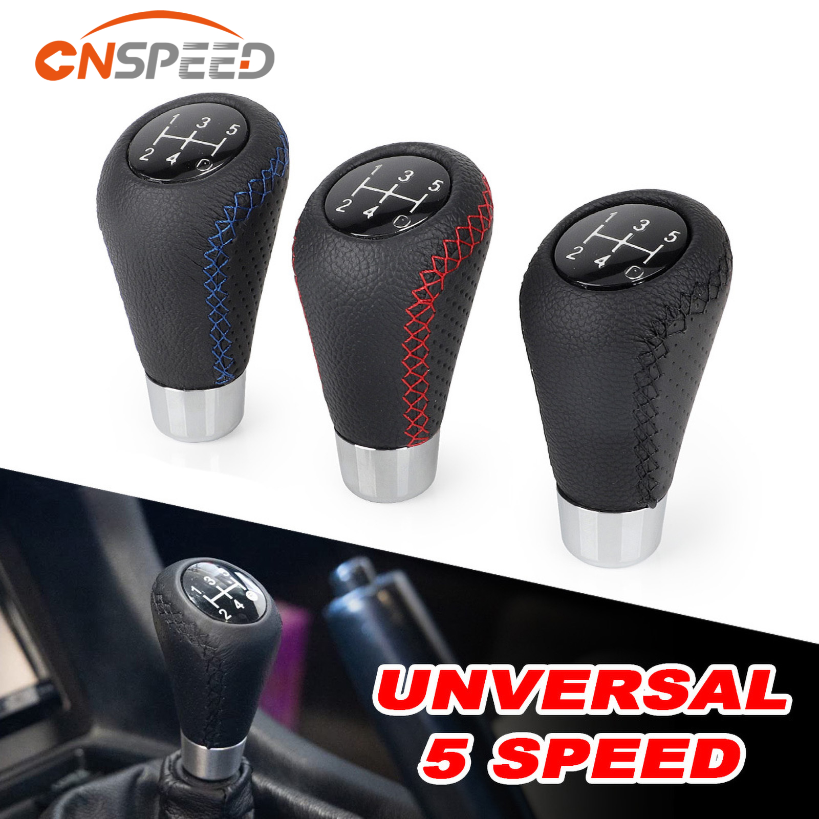 Manopla de mudança de marcha universal, 5 velocidades, couro manual, ponto vermelho, m8, m10, m11, m12, alavanca de mudança de marcha de carro, transmissão manual