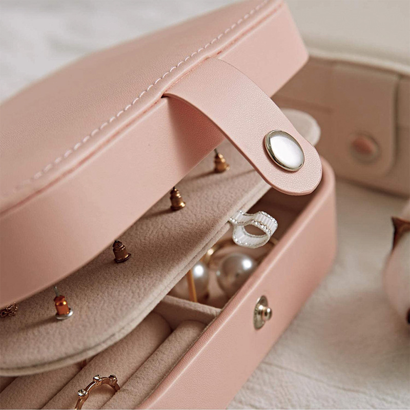 กล่องเก็บเครื่องประดับแบบพกพา Travel Organizer เครื่องประดับหนังต่างหูสร้อยคอแหวนเครื่องประดับจอแสดงผล