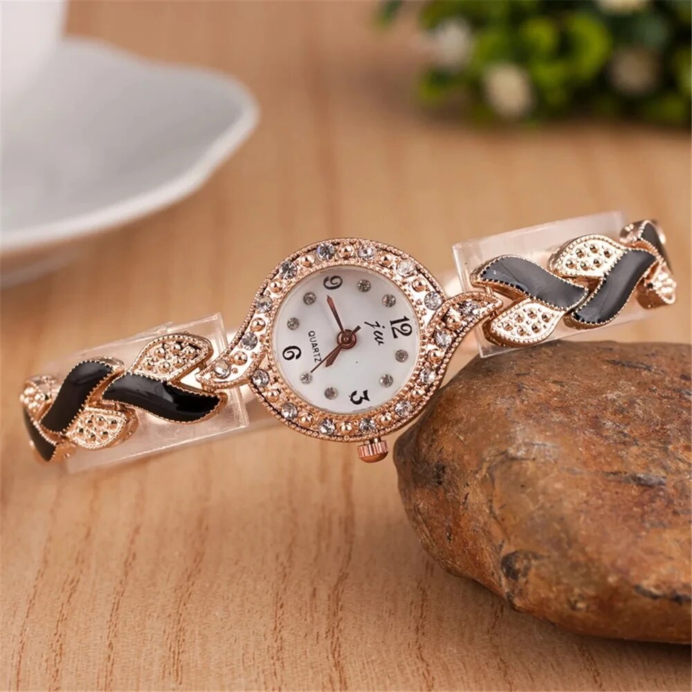 Vrouwen Horloge Hand Sieraden Set Diamant Armband Horloge + Waterdruppel Sieraden Set 5 Stks/set