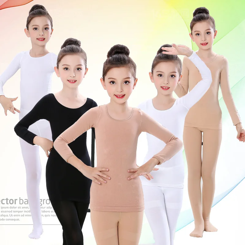 Conjunto de ropa interior térmica para niños de primavera y otoño, ropa interior larga de lana gruesa y cálida para baile para niñas, conjunto de ropa para niños de 2 a 14 años