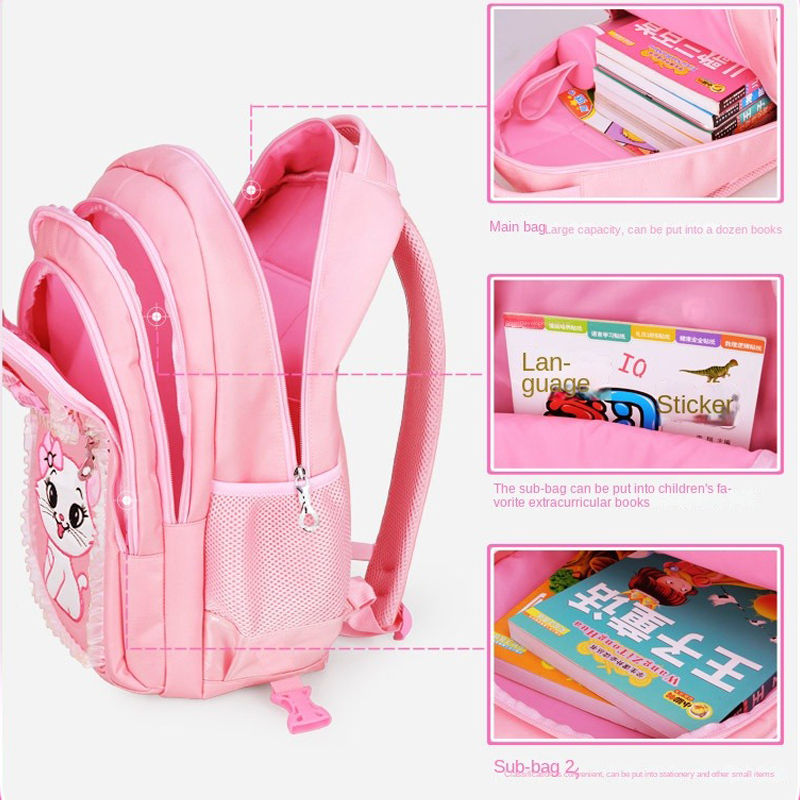 Children School backpack for Girls Cute Cat School Students Backpack For Kids Wheeled Backpack Bag Trolley School Bags On Wheels