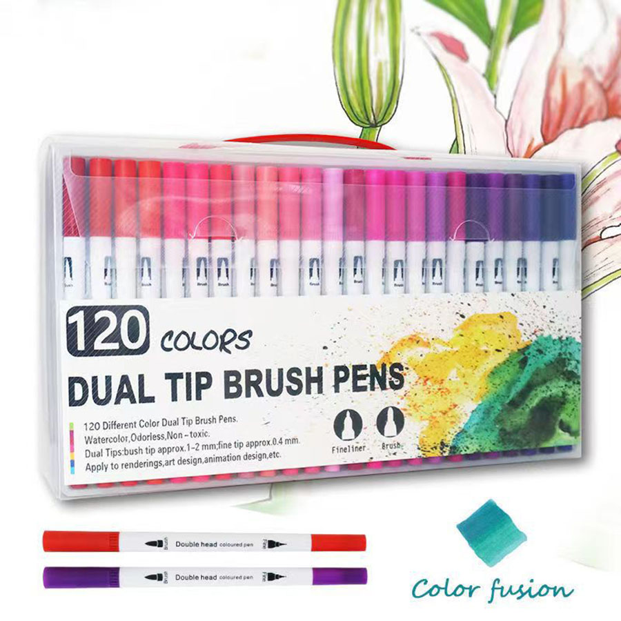 24/36/48/60 สีสีน้ํา Dual แปรง MARKER นุ่มยืดหยุ่นเคล็ดลับสําหรับวาดผสมอะนิเมะการ์ตูน Markers