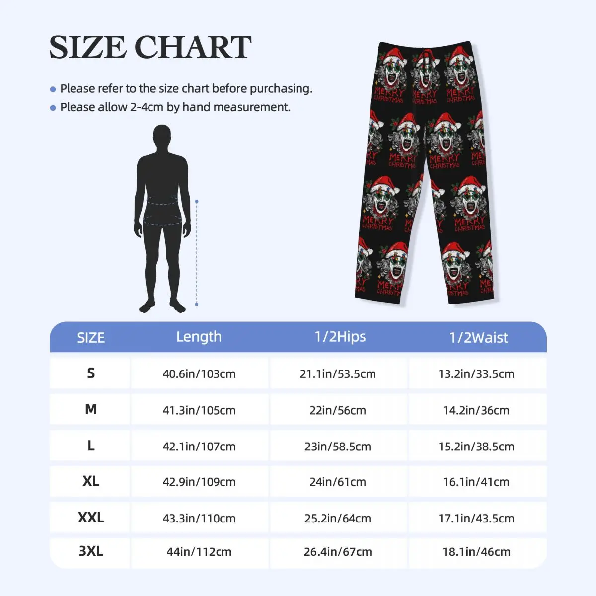 Custom Print T-Terrifier Horror Fan Art Pyjamahose Herren Schlafnachtwäsche Hose mit Taschen