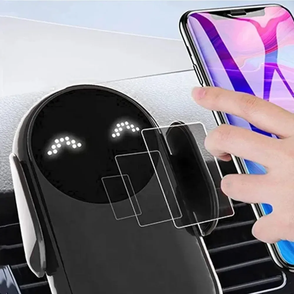 Morsetto per presa d'aria per auto con supporto per caricabatterie wireless per auto a induzione a infrarossi per iPhone 16~12 Pro Max Samsung Galaxy S25/S24 Ricarica rapida