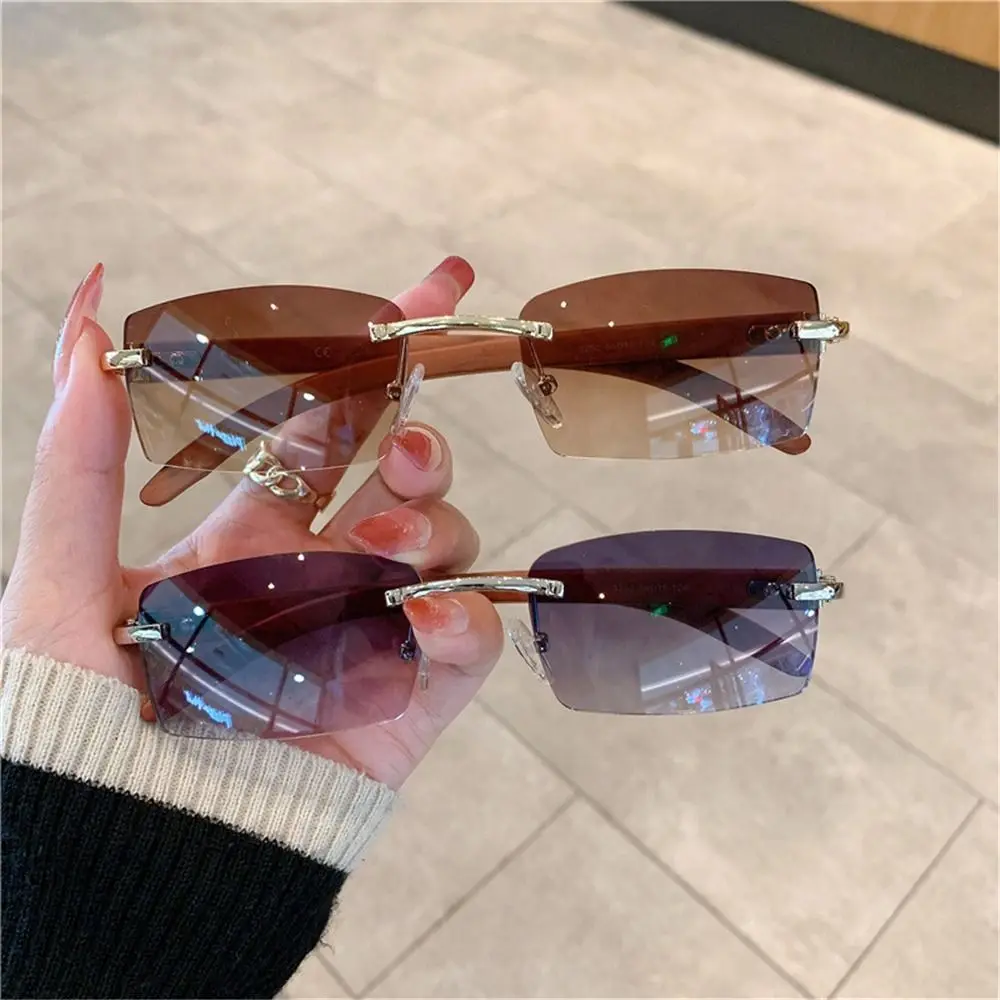 Gafas de sol Punk de moda, gafas de sol rectangulares sin montura para hombres y mujeres, gafas de sol de moda UV400 para conducir, gafas con gradiente sin marco