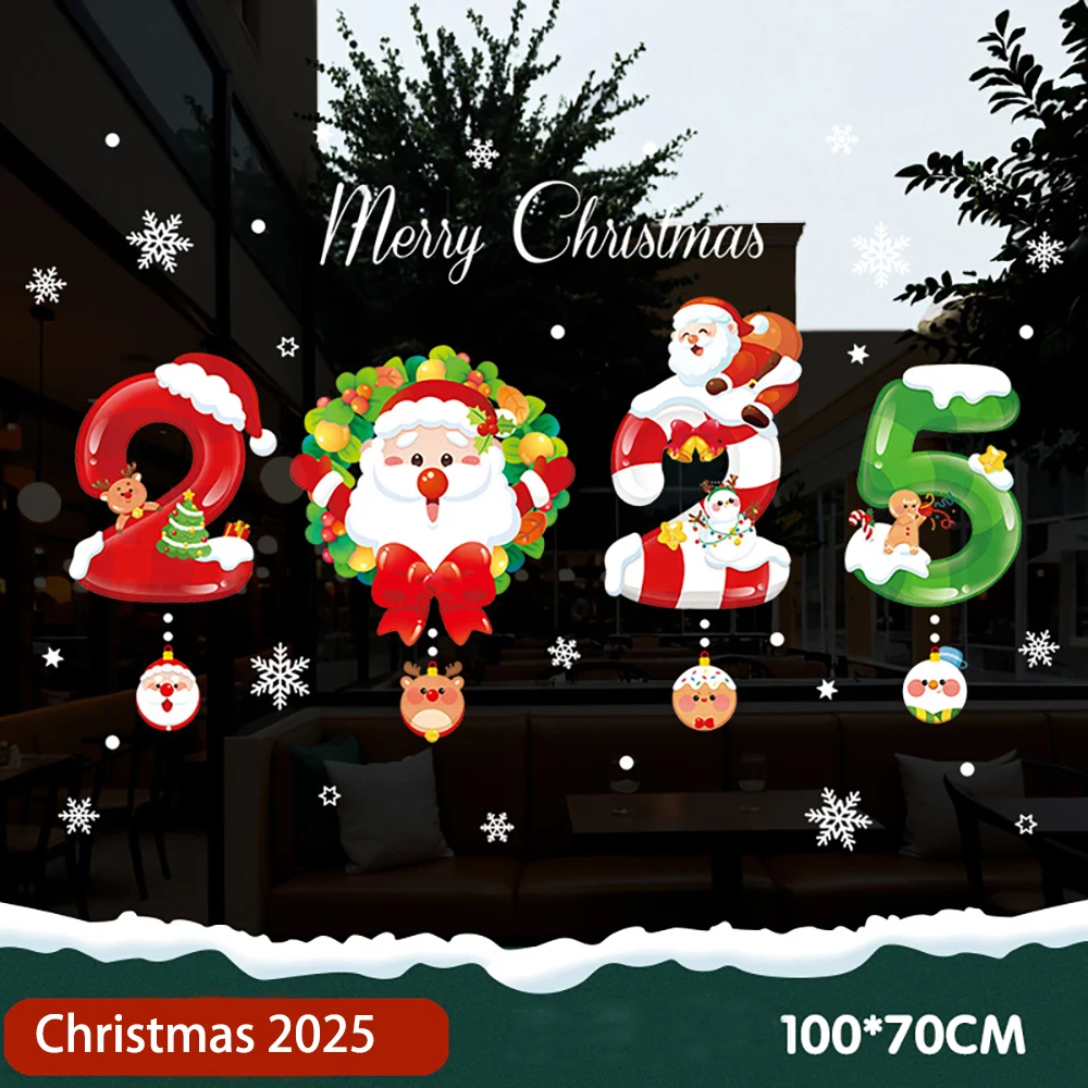 Giáng Sinh Bông Tuyết Cửa Sổ Bám Vào Miếng Dán Ông Già Noel Tuần Lộc Treo Tường Miếng Dán Kính Xmas Đồ Trang Trí Navidad 2021 Trang Trí Nhà Noel
