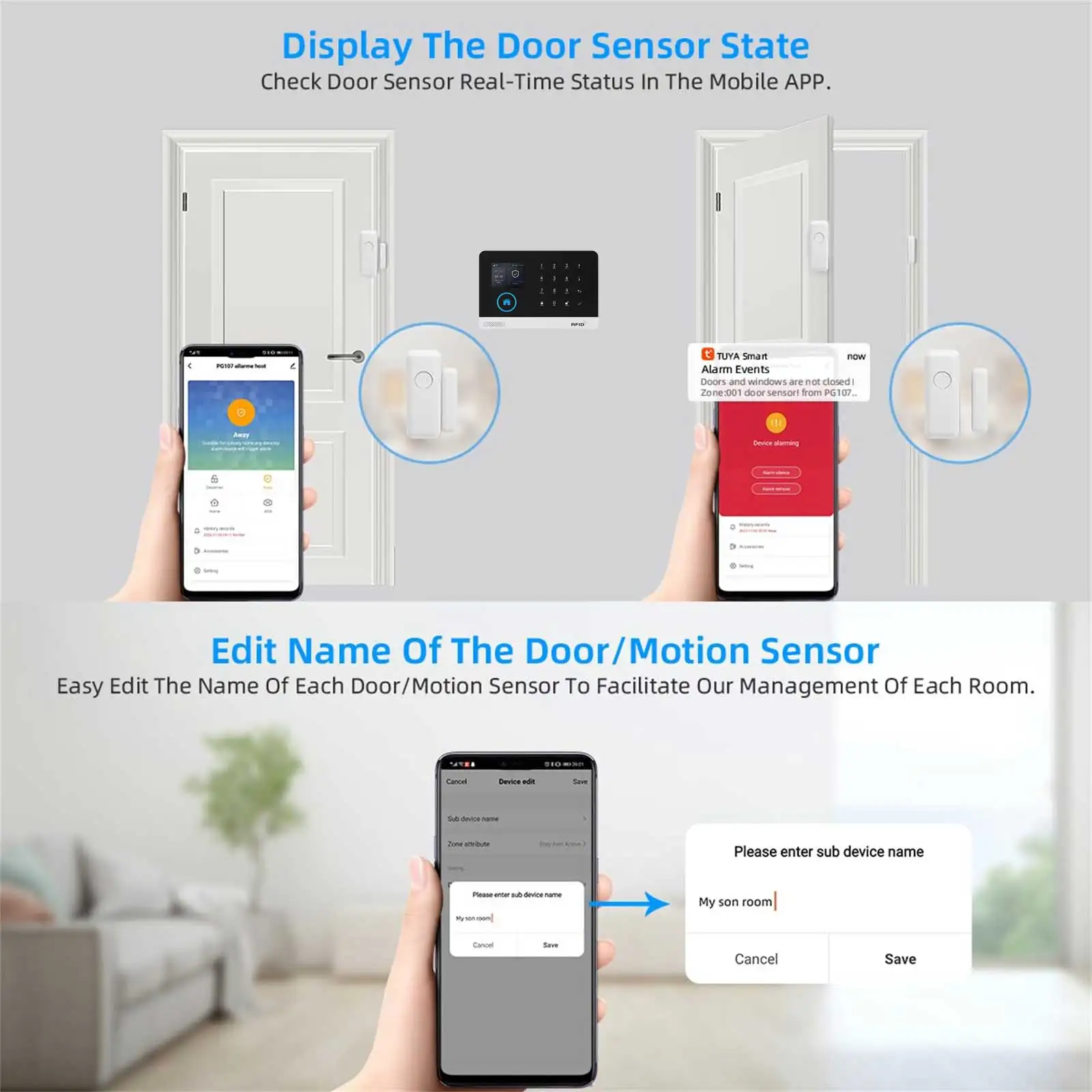 GauTone 433MHz deurdetector Draadloos huis voor alarmsysteemwaarschuwingen Raamsensor