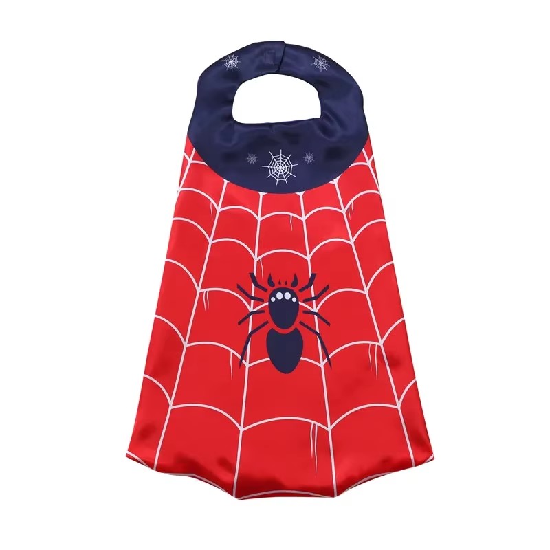 ZSQHET Set di costumi da supereroe dei cartoni animati per ragazzi e ragazze, abito di Halloween, mantello e maschera di ragno con costume cosplay da polso