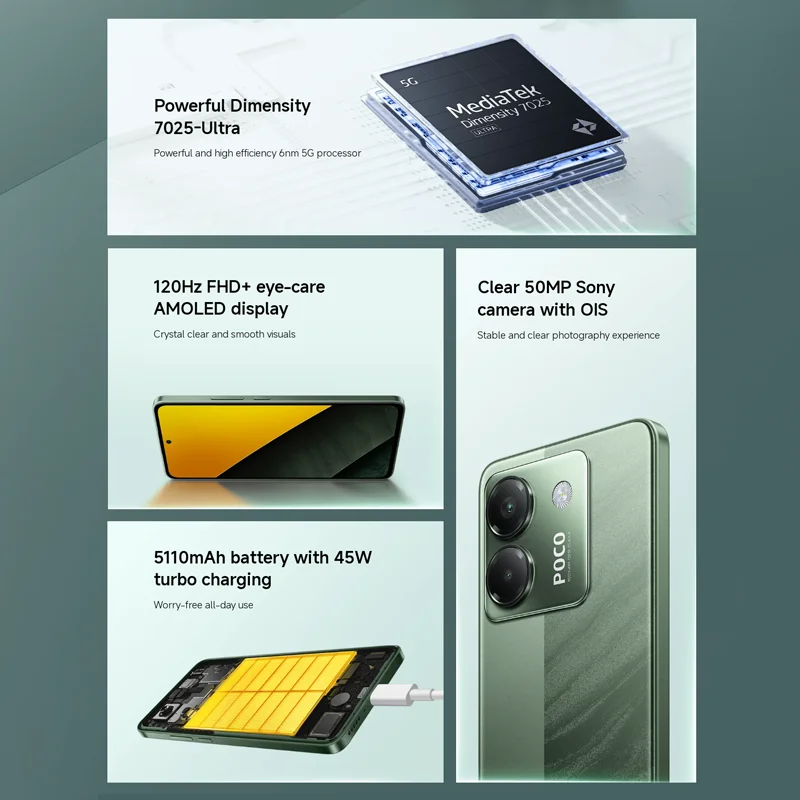 POCO M7 Pro 5G smartphone versión Global, 8/12GB, 256GB, Dimensity 7025-Ultra 120Hz, FHD +, cuidado ocular, Pantalla AMOLED, cámara de 50MP, NFC