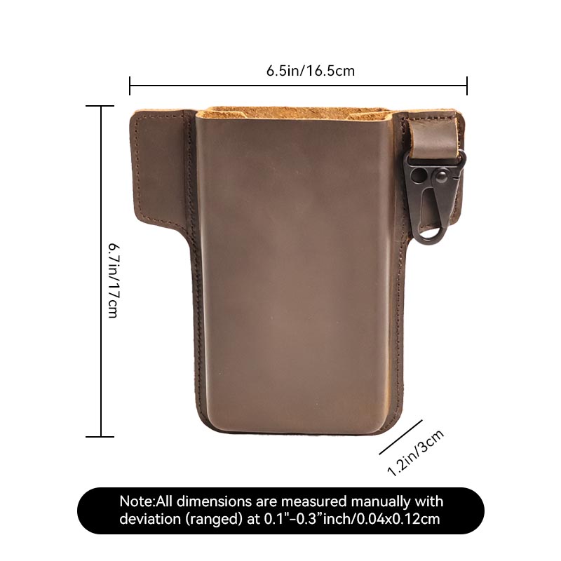 RIYAO Double-Layer Genuine Leather Phone Holster Case Men's Mobile Phone Cover With Belt Clip Waist Packs Vertical Carrying