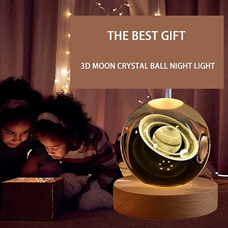 Luce notturna a LED Milky Way Galaxy sistema solare sfera di cristallo lampada da notte per bambini camera da letto luce ambientale regalo creativo luce notturna