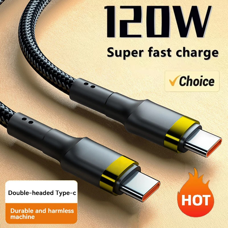 Кабель для быстрой зарядки PD мощностью 120 Вт для Samsung S24 USB C TO USB Type C для iPhone 15 Plus Pro Max Xiaomi 14 Быстрое быстрое зарядное устройство