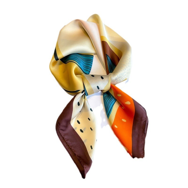 70cm polka dot impresso lenço de seda feminino simulado seda elegante e versátil headwear saco acessórios roupas lenço quadrado