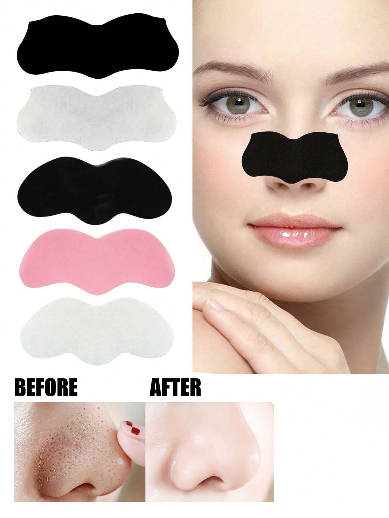 100/50/10 piezas de pegatinas para limpieza de nariz, eliminan puntos negros y acné, limpieza profunda de poros, absorben aceite y suciedad, pegatina para mascarilla para la nariz
