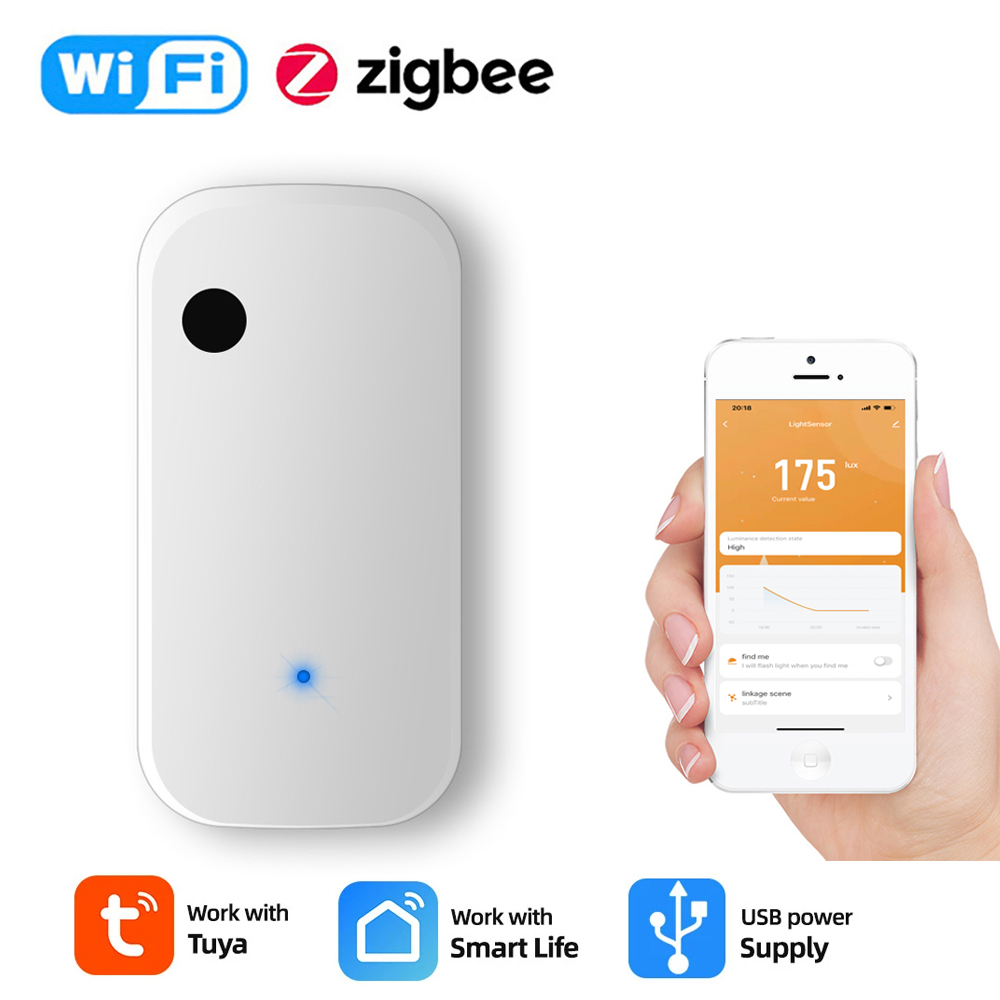 Tuya wifi/zigbee sensor de luz luminância detector de brilho de iluminação automação residencial com dispositivo de vida inteligente ligação