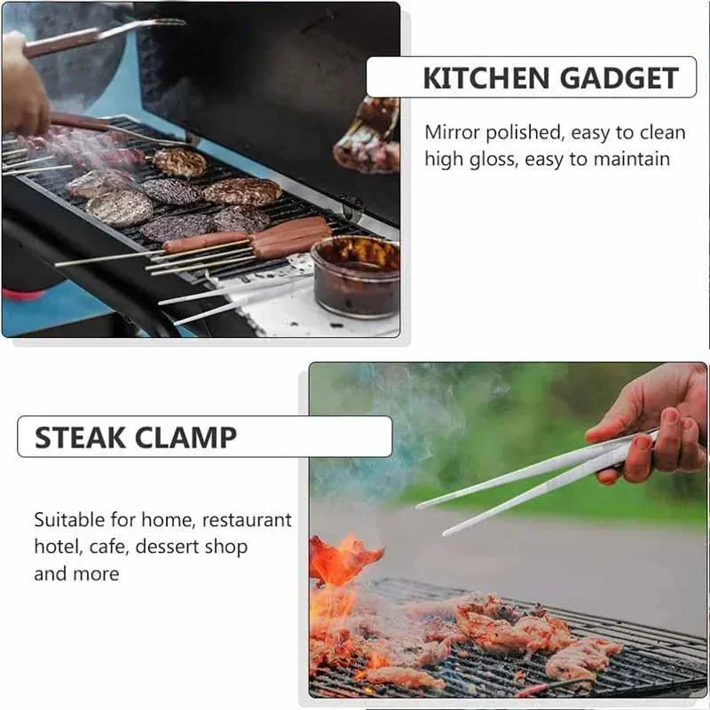 多機能バーベキュートング食品トング食品クリップキッチンガジェットステンレス鋼 Churrasco ピンセットクリップビュッフェバーベキューツール