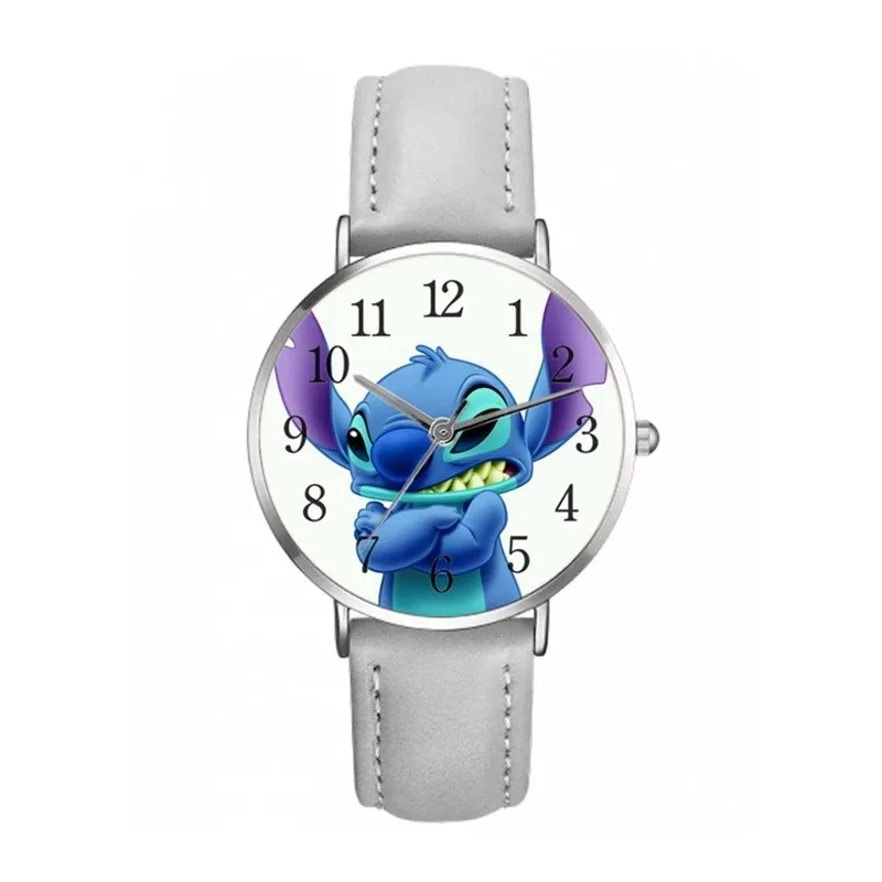 Disney Stitch การ์ตูนนาฬิกาเด็กภาพยนตร์อะนิเมะตุ๊กตาขยับแขนขาได้ PU เข็มขัด Pointer นาฬิกาข้อมือควอตซ์ดิจิตอลสำหรับวันเกิดสำหรับเด็กของขวัญ