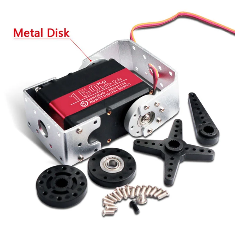 CKFAM-150KG 12V RDS51150 Doppelwellen-Digital-Roboterservo aus Metall mit U-Montagehalterung, wasserdicht