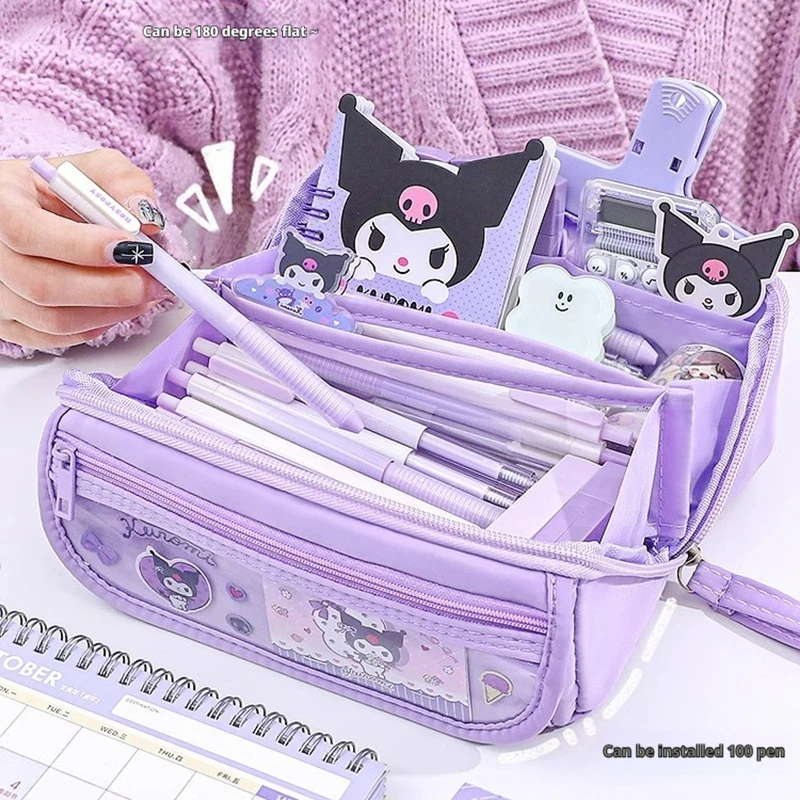 Astuccio Kuromi per studenti delle scuole medie e delle scuole elementari Astuccio per matite simpatico cartone animato a 9 strati di grande capacità
