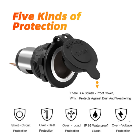 12V 24V Automotive Motocicleta Barco Cortador Isqueiro Tomada de alta potência com caixa de cobertura à prova d'água