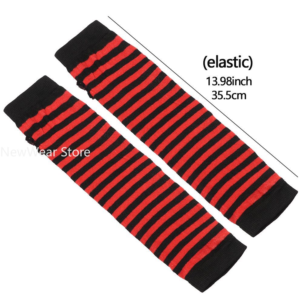 Guantes largos clásicos sin dedos de algodón para mujer y niña, pulsera, calentador de brazo, manopla de codo a rayas de manga larga, guantes tejidos