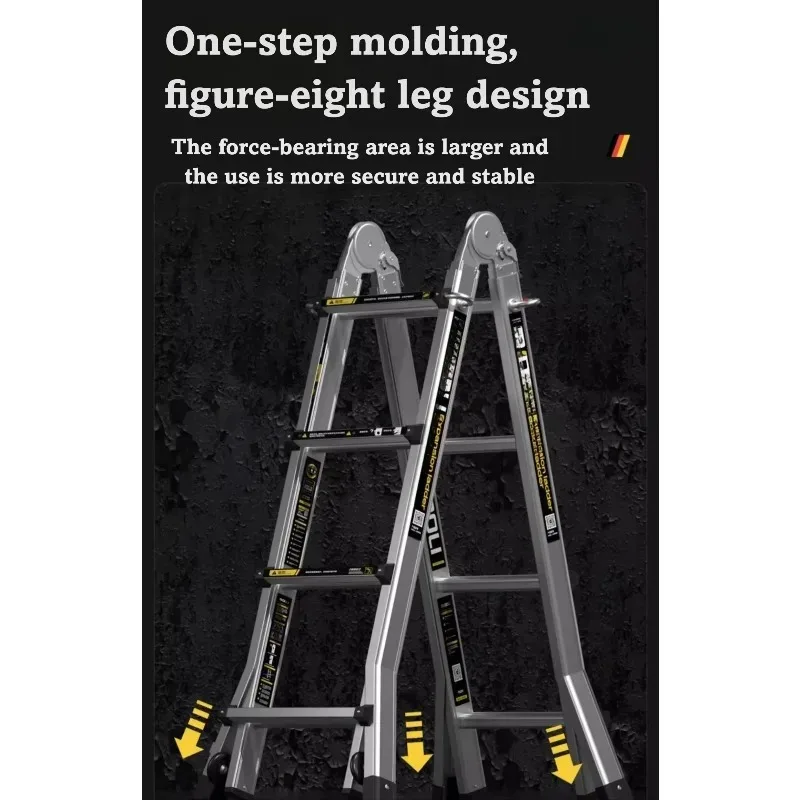 Aluminum Alloy Telescopic Ladder Multifunctional Herringbone Design for Household and Engineering Applications