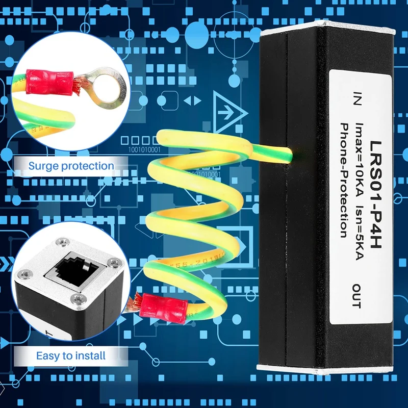 【Auf Lager】Telefon Fax Überspannungsschutz Donnerableiter RJ11 Kl01-P4H Schwarz RJ11 ADSL