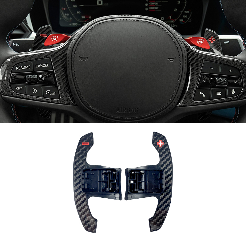 Sợi Carbon Mái Chèo Sang Số Bánh Răng Chuyển Sang Số Cho Xe BMW F30 F31 F32 F10 F20 F15 F16 G30 G20 Bọc Vô Lăng nối Dài Phụ Kiện