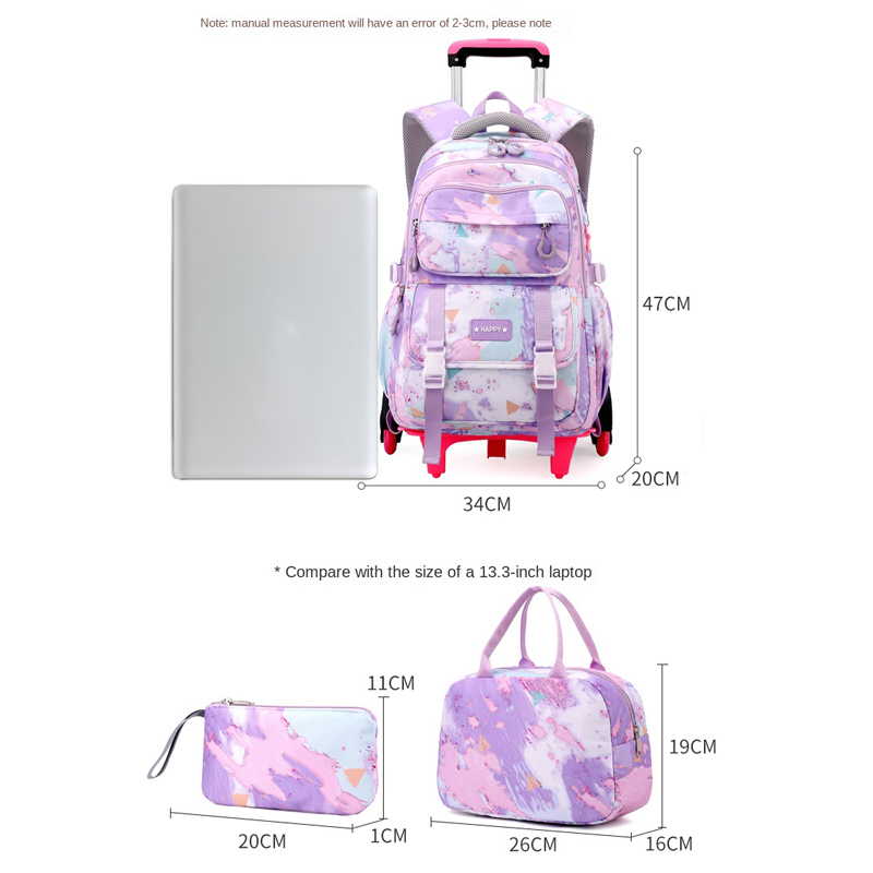 Sac à dos scolaire à roulettes pour enfants, sac à dos à roulettes pour filles, sac à roulettes pour étudiants, bagage à roulettes de voyage