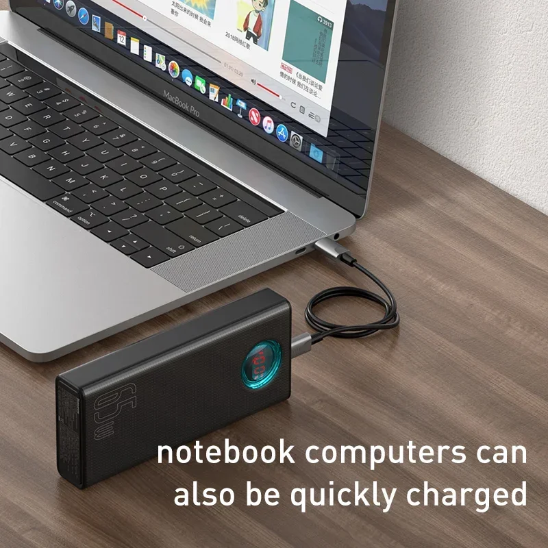 Baseus 65W Power Bank 30000mAh PD Quick Charge FCP SCP Powerbank przenośna ładowarka zewnętrzna do smartfona Laptop iPhone Tablet