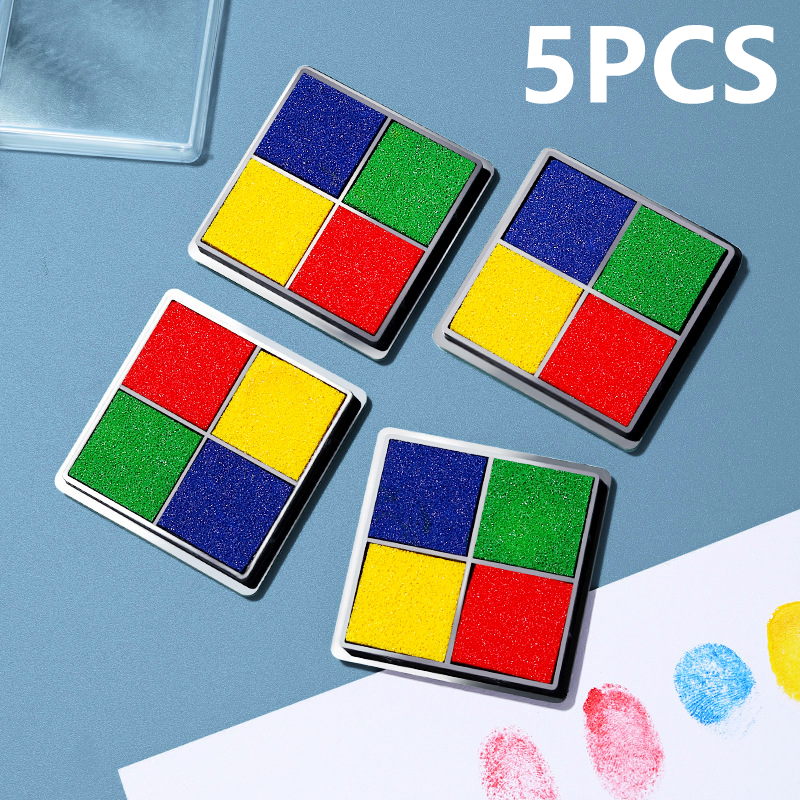 (5 шт./компл.) 4 цвета, креативные канцелярские принадлежности, четырехцветная градиентная чернильная подушечка, сделай сам, губка для пальцев, печать, печать, штамп, чернильная подушечка