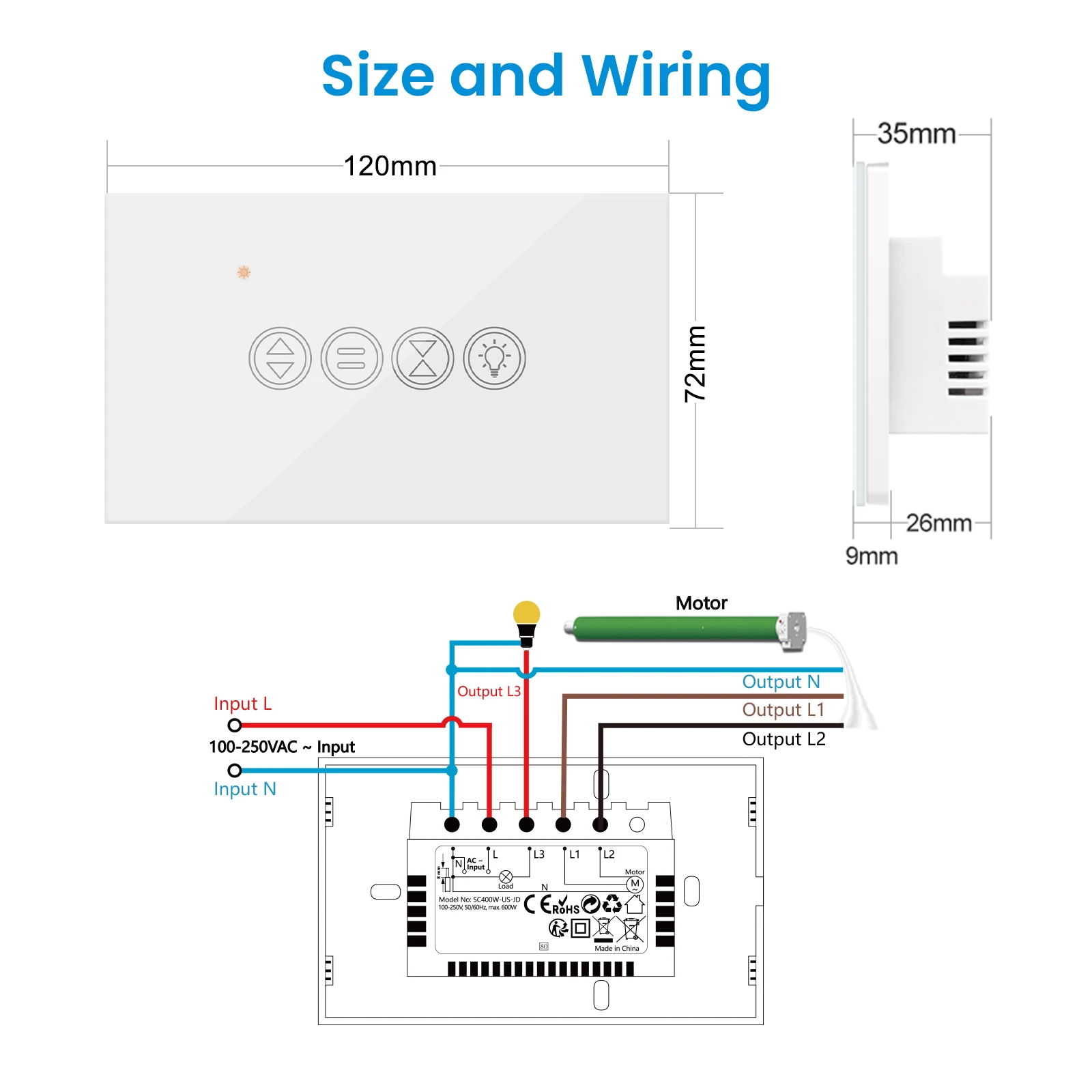 LoraTap ZigBee 3,0 Tuya Smart Life persiana enrollable cortina de luz interruptor estadounidense para persianas motorizadas funciona para Alexa Google Home