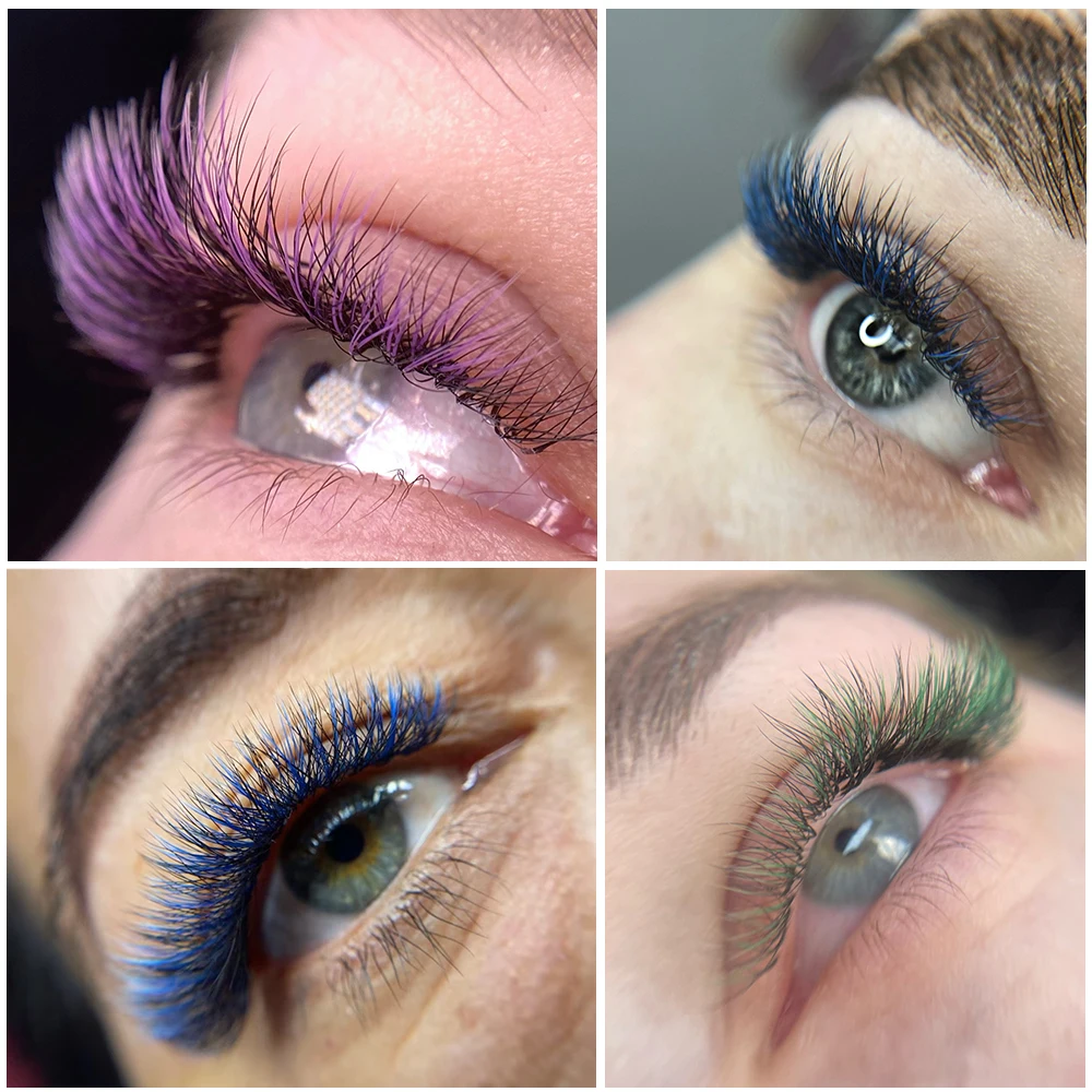 Befer Pink Red Colored Volume 3D W Eyelashes for Extension Fake Brown Purple Colorful C D 8-15 Lashes Cosplay Eyelash Extensions