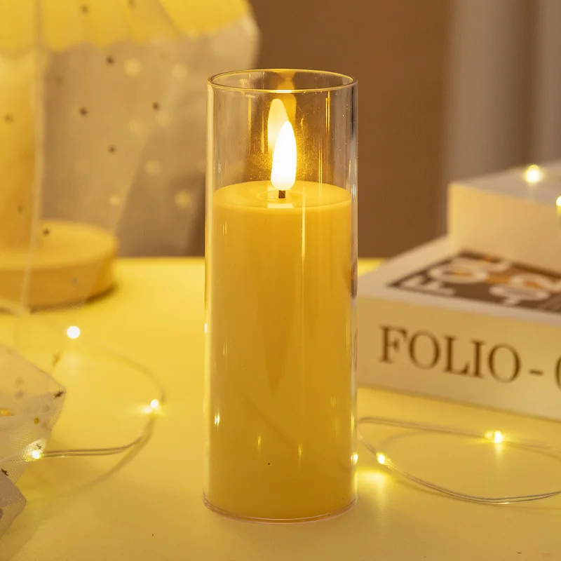 1/3/9Pcs Led Flammenlose Elektrische Kerzen Lampe Acryl Glas Batterie Flackern Gefälschte Teelicht Kerze Groß für hochzeit Weihnachten