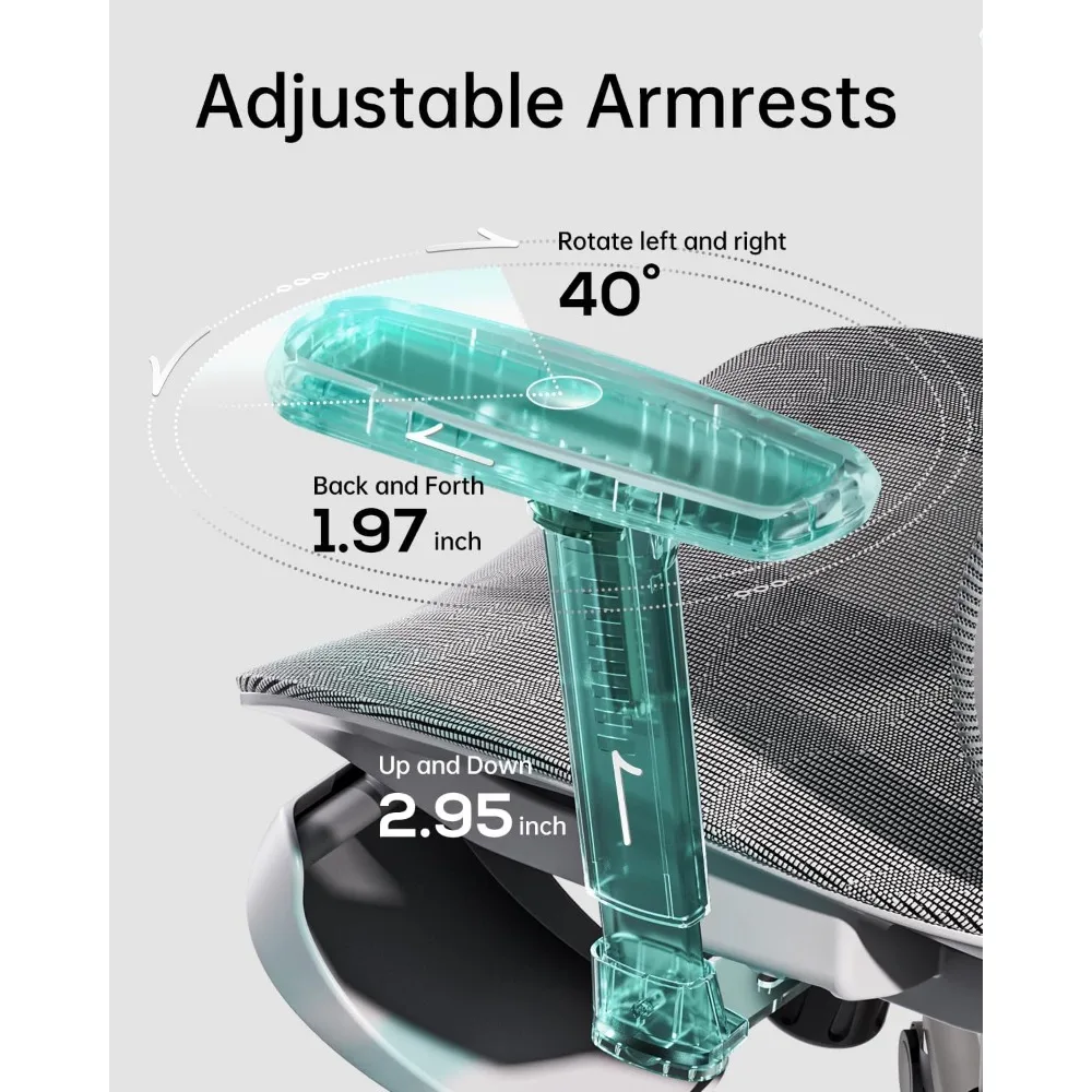 Ergonomic Office Chair with 3D Adjustable Armrests, Adjustable Lumbar Support High Back for Computer Chair, Big and Tall Mesh
