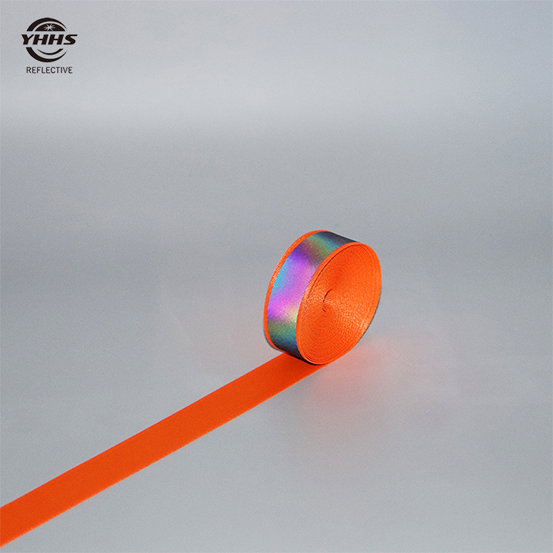 Nastro di Nylon arancione fluorescente ad alta visibilità arcobaleno fettuccia riflettente accessori per l'abbigliamento cucito sui vestiti cintura per animali domestici 5M