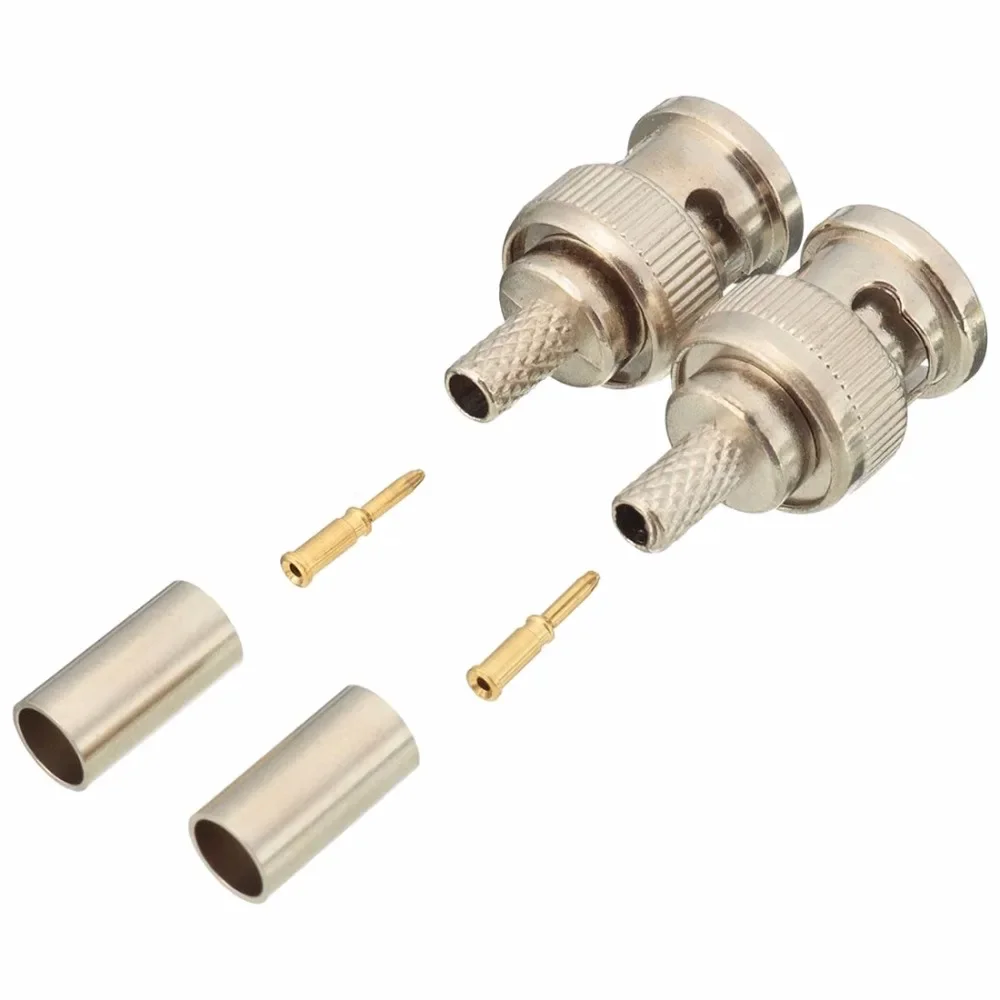 100 Uds BNC RG58 RG59 RG60 conectores de engarzado de enchufe macho para cámara CCTV conectar Anpwoo BNC convertidor de comunicación seguridad IPC