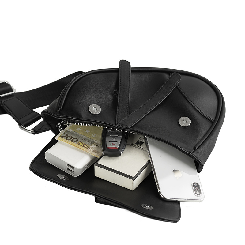 Bolso de pecho de cuero PU para hombre y mujer, bandolera de hombro de cuero, estilo informal, a la moda