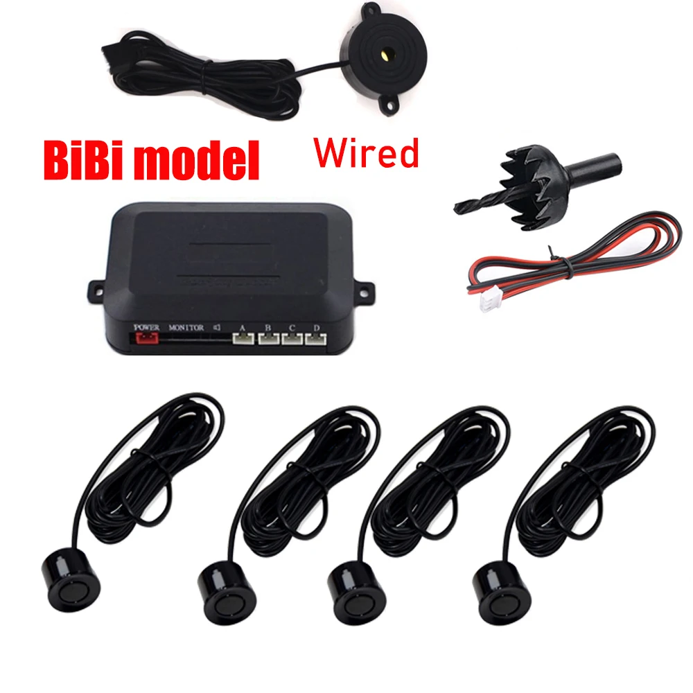 Kit de 4 sensores de aparcamiento para coche, zumbador de 22mm, Radar de respaldo inverso, sistema de sonda indicadora de alerta de sonido de 12V para BMW E39 Ford Focus 2 Opel