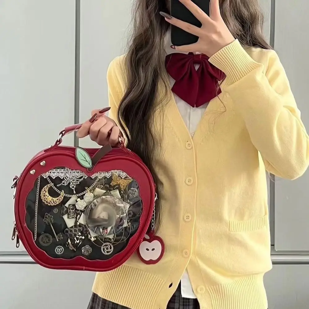 Zipper Bag Kawaii Fruit Itabag Cotton Doll Bag PU Transparent Pocket Small Item Bag Idol Merchandise Storage Fashion Backpacks